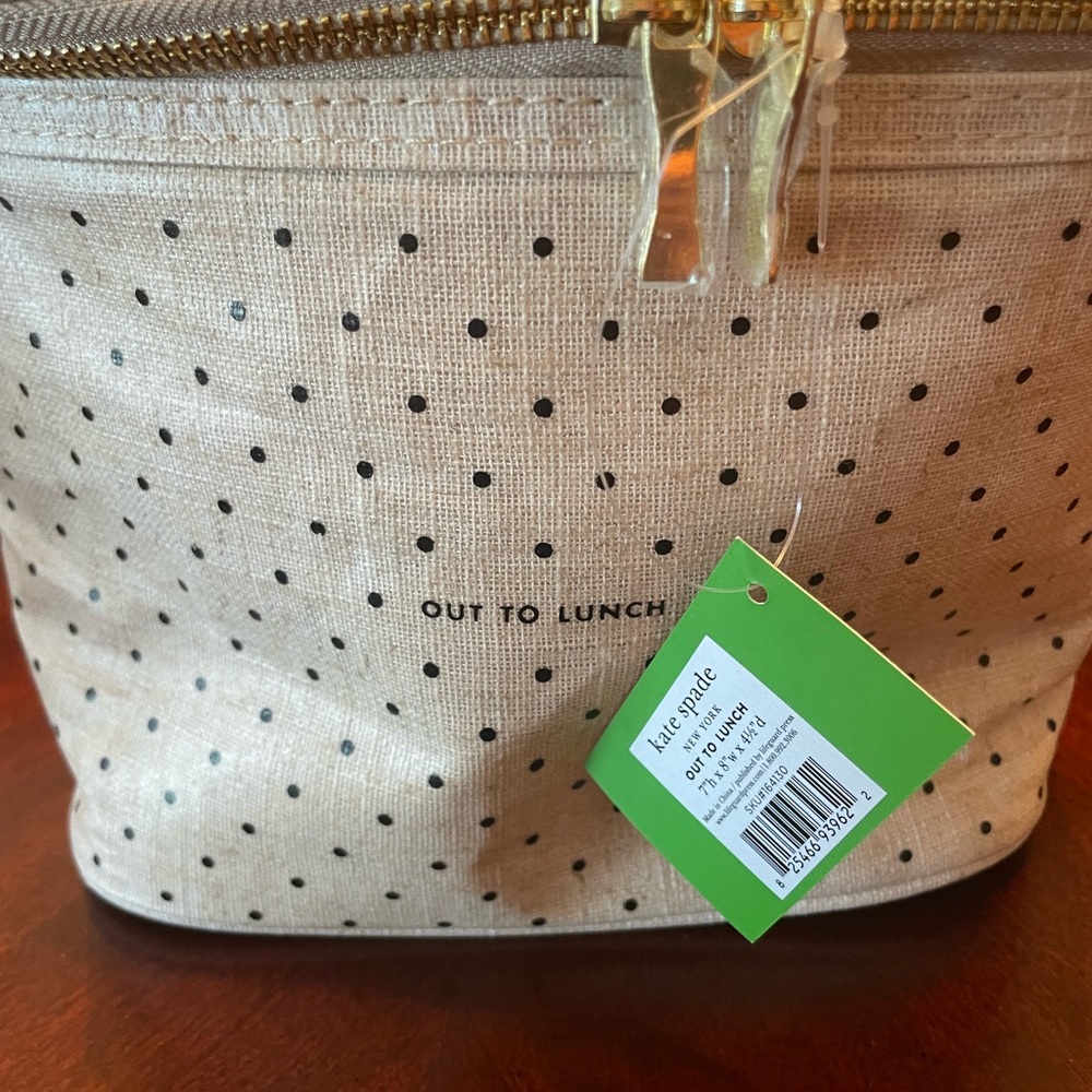 NWT Kate Spade Beige Polka Dot Cosmetic Bag/Lunch Bag